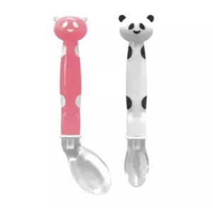 Kit Colher Em Silicone Pandinha Rosa - Buba