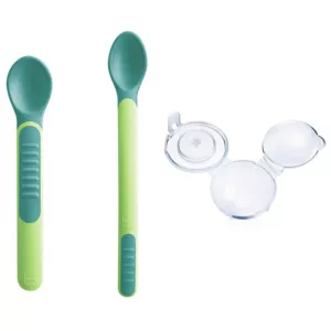 Conjunto de Colheres Heat Sensitive Spoons & Cover  Boys Verde 2 Unidades - Bpa Free - Mam