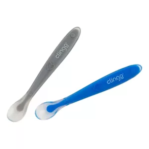 Kit 2 Colheres de Silicone Premium Azul e Cinza - Clingo