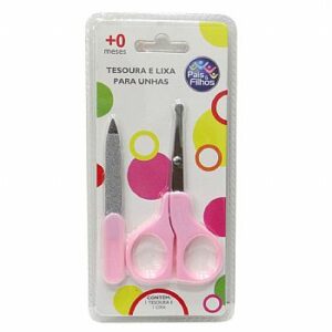 Tesoura e Lixa para Unha Rosa - Pais & Filhos