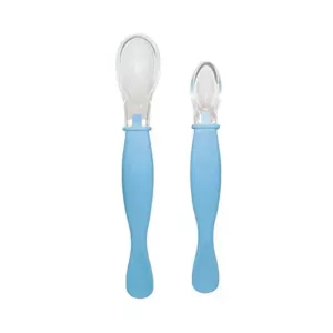 Colheres de Silicone Ponta Dupla 2 Tamanhos Azul - Clingo