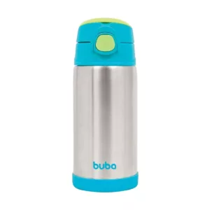 Garrafa Térmica Parede Dupla com Canudo Azul - Buba