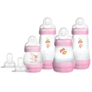 Kit 4 Mamadeiras First Bottle Rosa Gatinha e 2 Bicos Adicionais - Mam