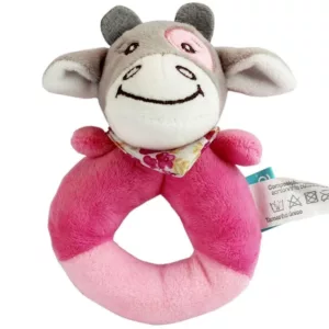 Pelúcia Chocalho Oval Vaquinha Candy Rosa - Clingo