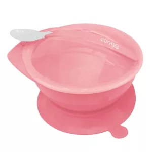 Prato com Ventosa Colher e Tampa +6m Rosa - Clingo