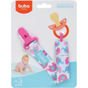 Prendedor de Chupeta Elefantinho Rosa - Buba