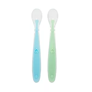 Kit 2 Colheres de Silicone Anatômica Verde e Azul - Buba