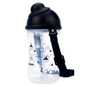 Garrafa com tampa retrátil e cordinha 400ML Tubarão/Azul Pimpolho