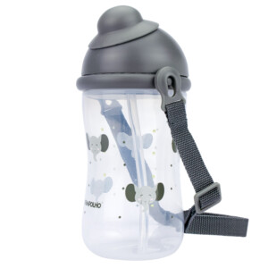 Garrafa com tampa retrátil e cordinha 400ML Elelefante/Cinza Pimpolho