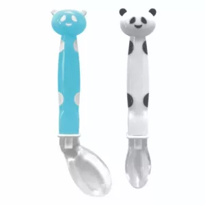 Kit Colher Em Silicone Pandinha Azul - Buba