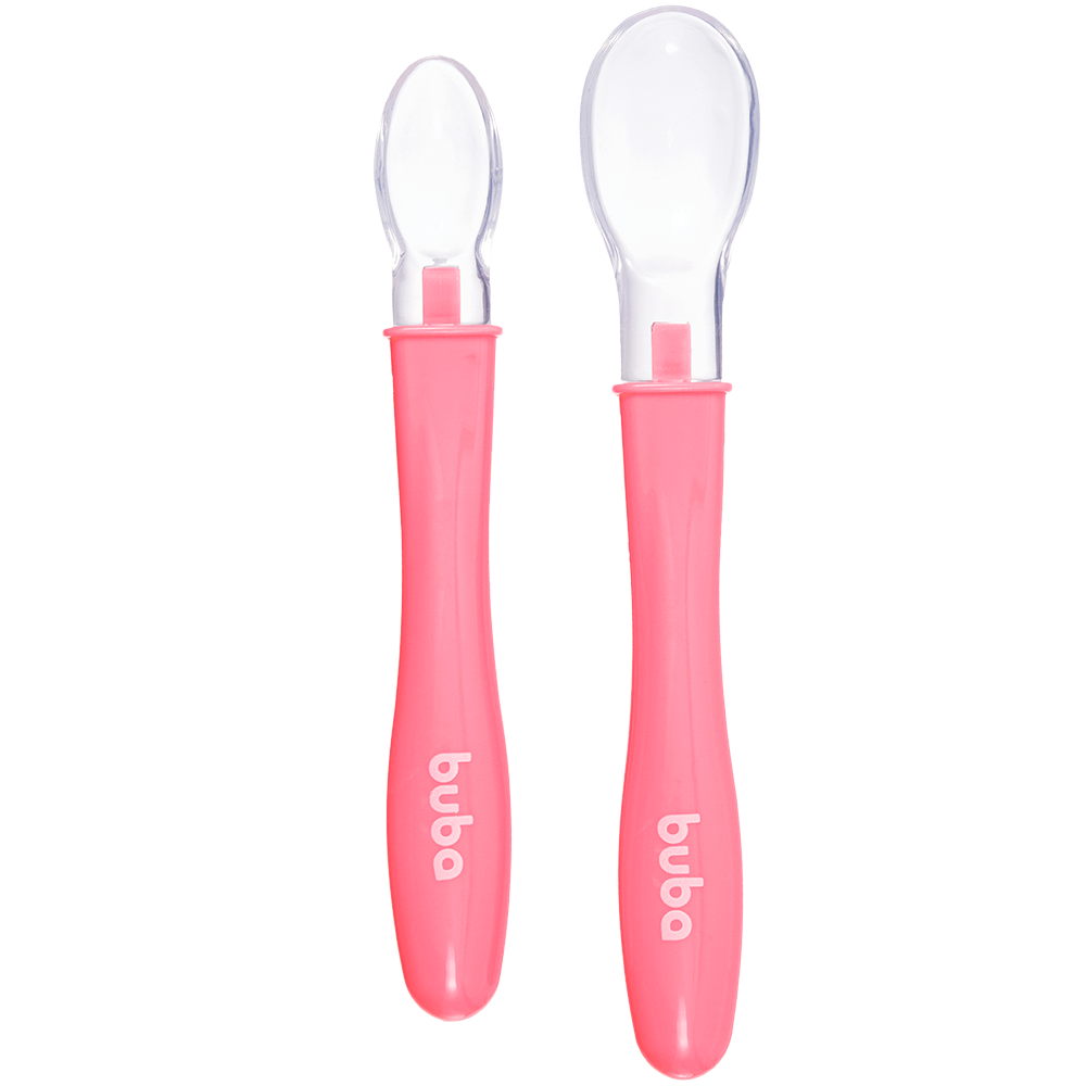 Conjunto de Colheres em Silicone Rosa - Buba - AmarAmar