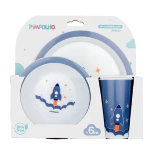 Kit Alimentação de 3 Peças Foguete Azul - Pimpolho