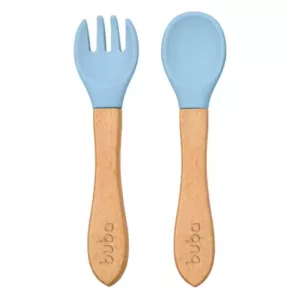 Kit Talheres em Silicone e Bambu Azul - Buba