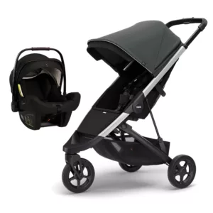 Carrinho Spring Shadow Grey + Bebê Conforto Pipa Next Preto Riveted + Adaptador - Thule