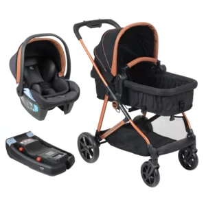 Carrinho Revert 22 Preto Cobre + Bebê Conforto Materna Lounge + Base Belted  - Burigotto