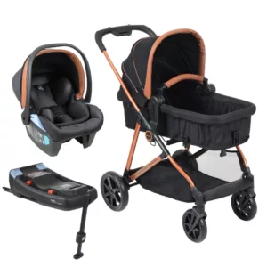Carrinho Revert 22 Preto Cobre + Bebê Conforto Materna Lounge + Base Isofix - Burigotto
