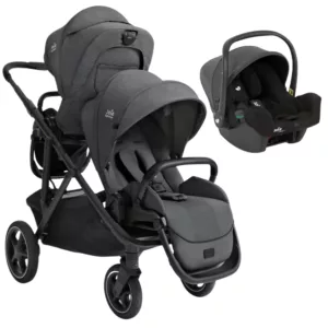 Carrinho Versiti Chumbo Ebony + 2º Assento + Bebê Conforto I-Snug Preto Shale - Joie