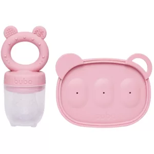 Kit Porta-Frutinhas e Forminha Em Silicone Rosa - Buba