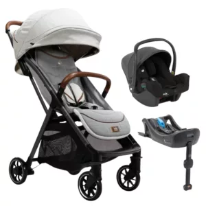 Carrinho de Bebê Parcel Signature Oyster + Bebê Conforto I-Snug Preto  + Base Isofix - Joie