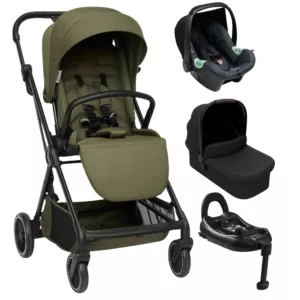 Carrinho Sienna Olive + Moisés Carry Cot + Bebê Conforto Tulip + Base Isofix - Abc Design