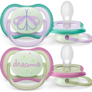 Chupeta Ultra Air Dupla Nighttime 0-6m+ Rosa/Verde - Avent