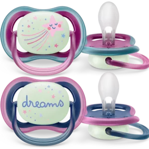 Chupeta Ultra Air Dupla Nighttime 6-18m+ Rosa/Roxo - Avent