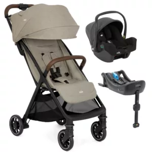 Carrinho Pact Pro Bege Oak + Bebê Conforto I-Snug + Base Isofix - Joie