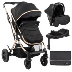Carrinho Kaia 3 Em 1 Black + Base Isofix - Kikka Boo