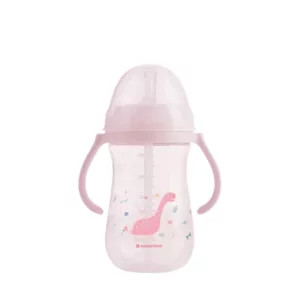 Copo Com Canudo De Silicone 300ml Dino Word Pink - Kikka Boo