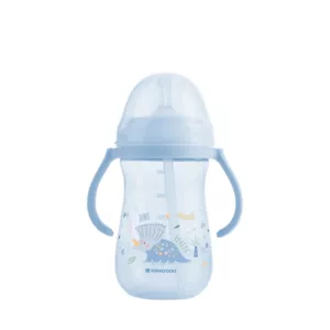 Copo Com Canudo De Silicone 300ml Dino Word Blue - Kikka Boo