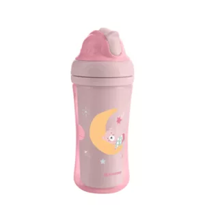Copo Com Canudo De Silicone e Parede Dupla 220ml Moony Me Pink - Kikka Boo