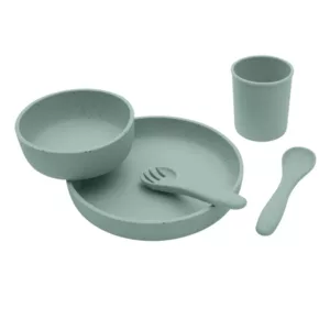 Kit De Refeição 5 Peças Silicone Platinum Sage - Kikka Boo