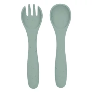 Kit Garfo e Colher Slicone Platinum Sage - Kikka Boo