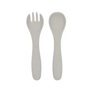 Kit Garfo e Colher Slicone Platinum Sand - Kikka Boo