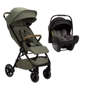Carrinho TRVL LX Verde Pine + Bebê Conforto Pipa Next Preto Caviar - Nuna