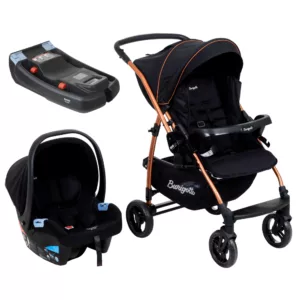 Carrinho TS Rio 22 Preto Cobre + Bebê Conforto Materna + Base Balted  - Burigotto