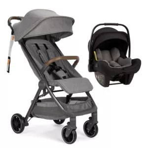 Carrinho TRVL Cinza Refined + Bebê Conforto Pipa Next Preto Caviar - Nuna