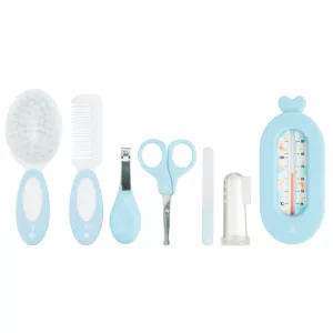 Kit Cuidados Para o Bebê 7 Peças Com Termômetro Azul – Pimpolho
