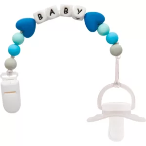 Prendedor De Chupeta Em Silicone Azul Baby -  Buba