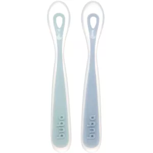 Kit 2 Colheres Em Silicone Fase 1 Azul - Buba