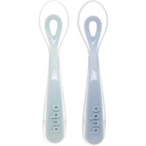 Kit 2 Colheres Em Silicone Fase 2 Azul - Buba