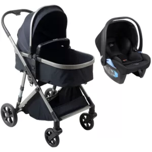 Carrinho Flip Black  + Bebê Conforto Materna Louge Preto - Burigotto