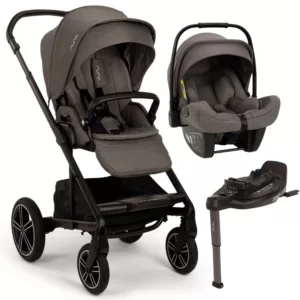 Carrinho Mixx Next Cinza Thunder + Bebê Conforto Pipa Next + Base Isofix Curv - Nuna