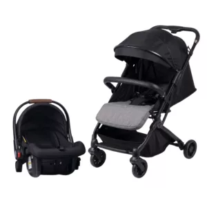 Carrinho Din Grey Preto + Bebê Conforto - Avanti
