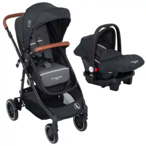 Carrinho TS Aria Preto Black + Bebê Conforto + Base - Premium Baby