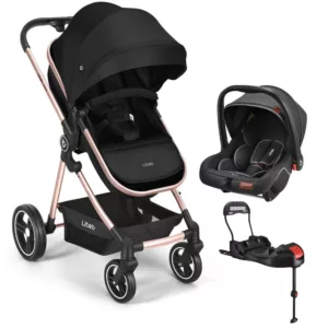 Carrinho Moisés Travel System Jazz Rose Gold + Bebê Conforto + Base Isofix- Litet