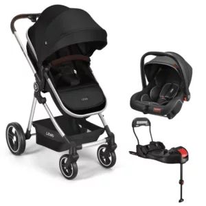 Carrinho Moisés Travel System Jazz Preto + Bebê Conforto + Base Isofix - Litet