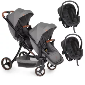 Carrinho Para Gêmeos Nix Duo Grafite + 2 Bebês Conforto Concoon - Galzerano