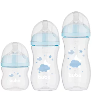 Kit 3 Mamadeiras Easy Flow Nuvem Azul - Buba
