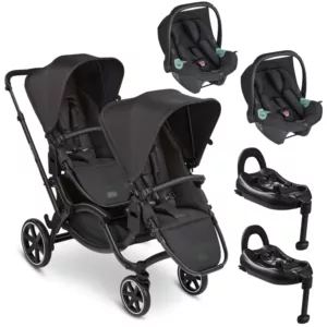 Carrinho para Bebês Gêmeos Zoom Ink  + 2 Bebês Conforto Tulip + 2 Bases Isofix - Abc Design